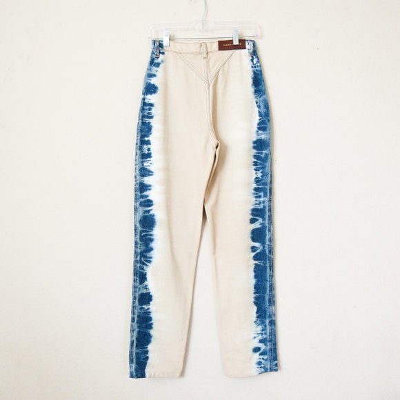 NEW! ALBERTA FERRETI Designer Bleached Denim Jeans High Rise Tan/Blue-4 Orig$698 - Picture 4 of 16